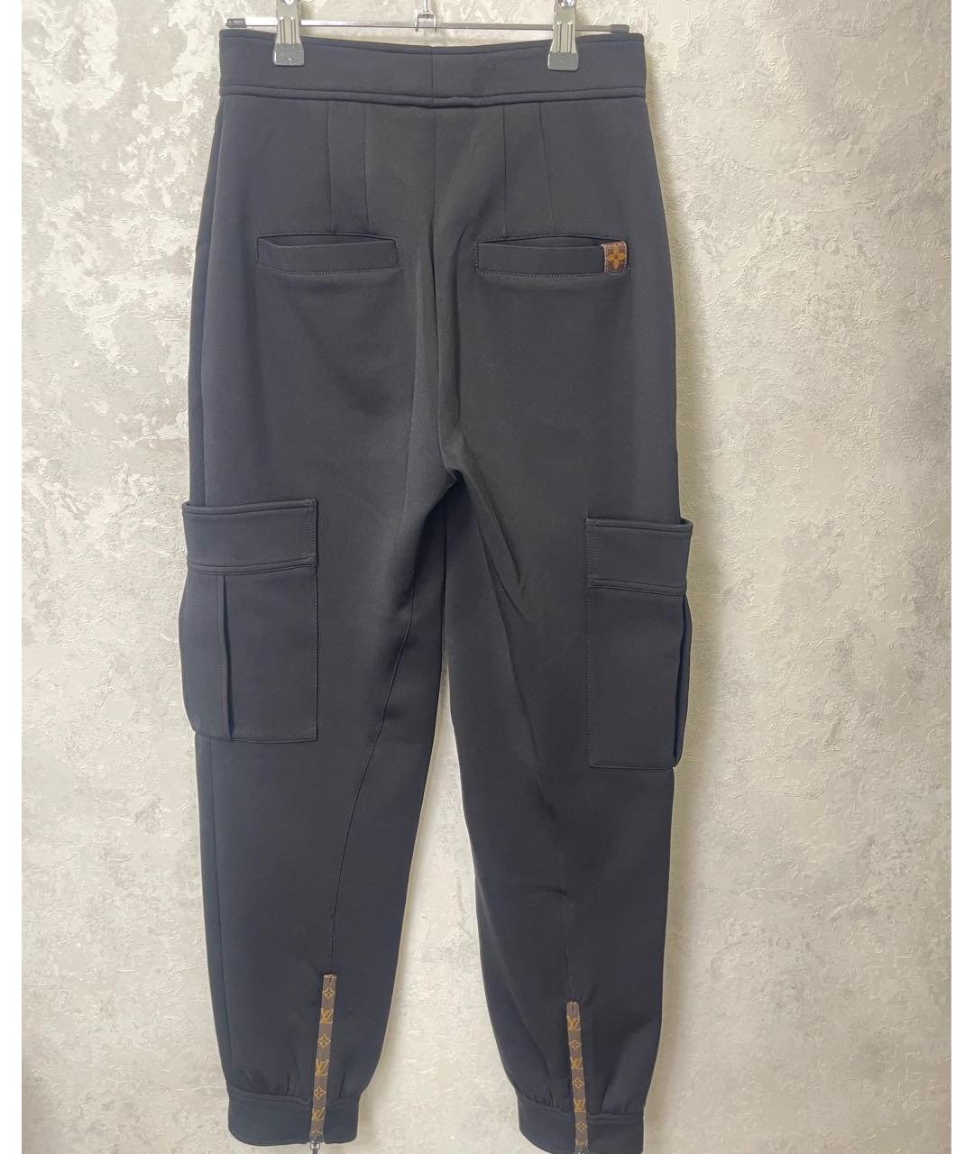 LOUIS VUITTON Черные хлопко-эластановые брюки узкие, фото 3