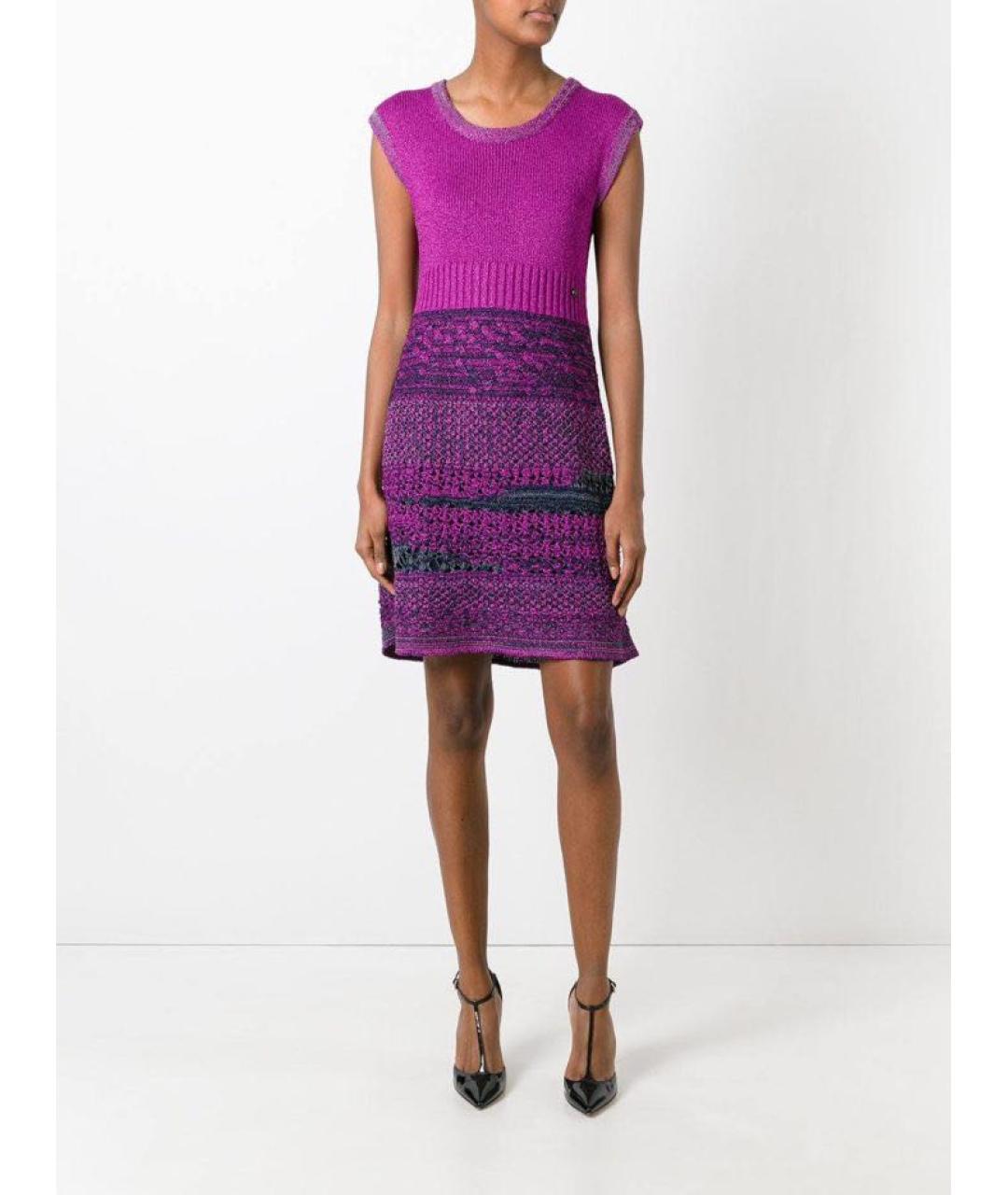 CHANEL Фуксия вискозное повседневное платье, фото 8