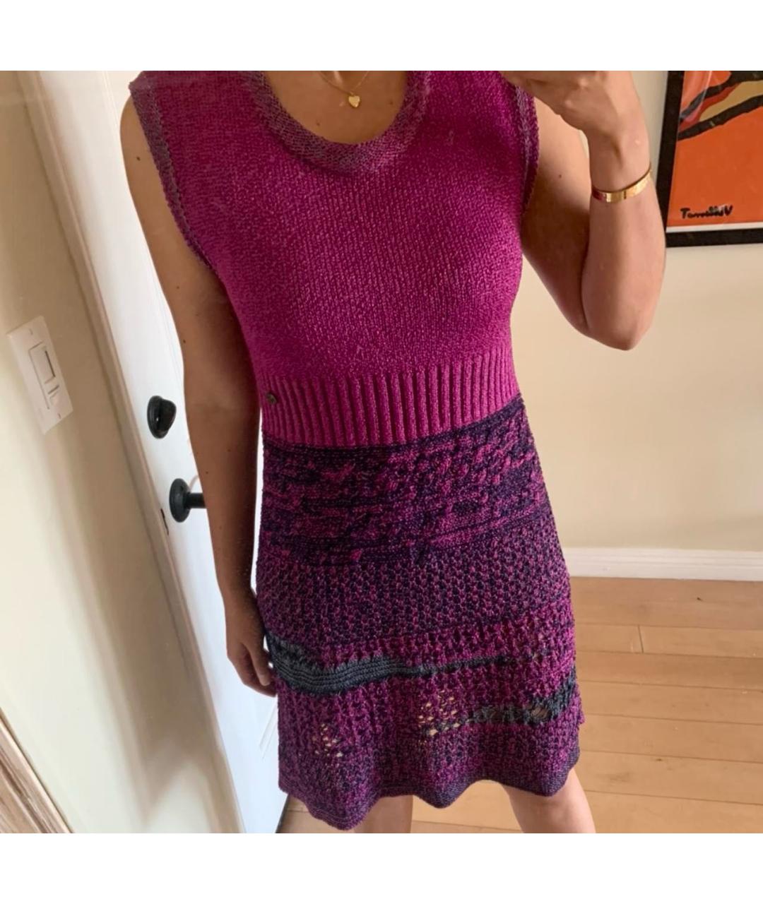 CHANEL Фуксия вискозное повседневное платье, фото 7