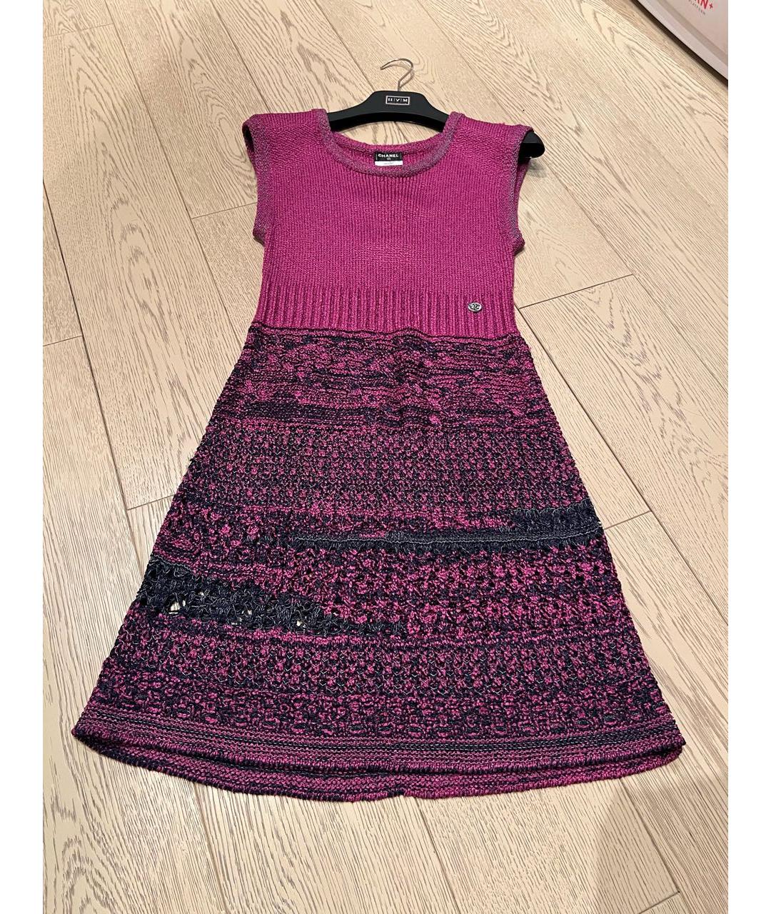 CHANEL Фуксия вискозное повседневное платье, фото 3