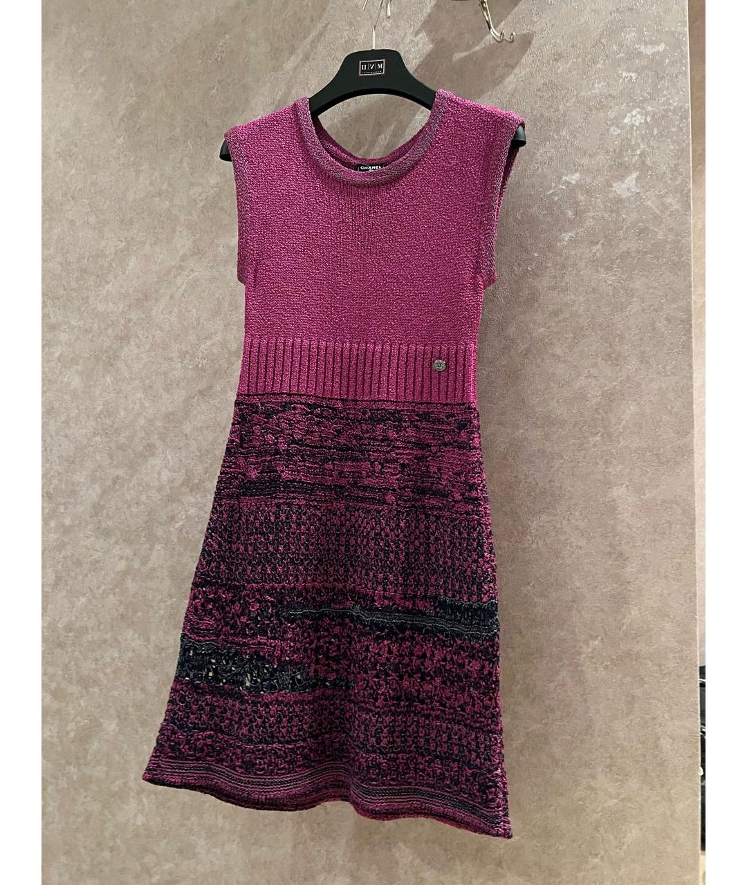 CHANEL Фуксия вискозное повседневное платье, фото 9