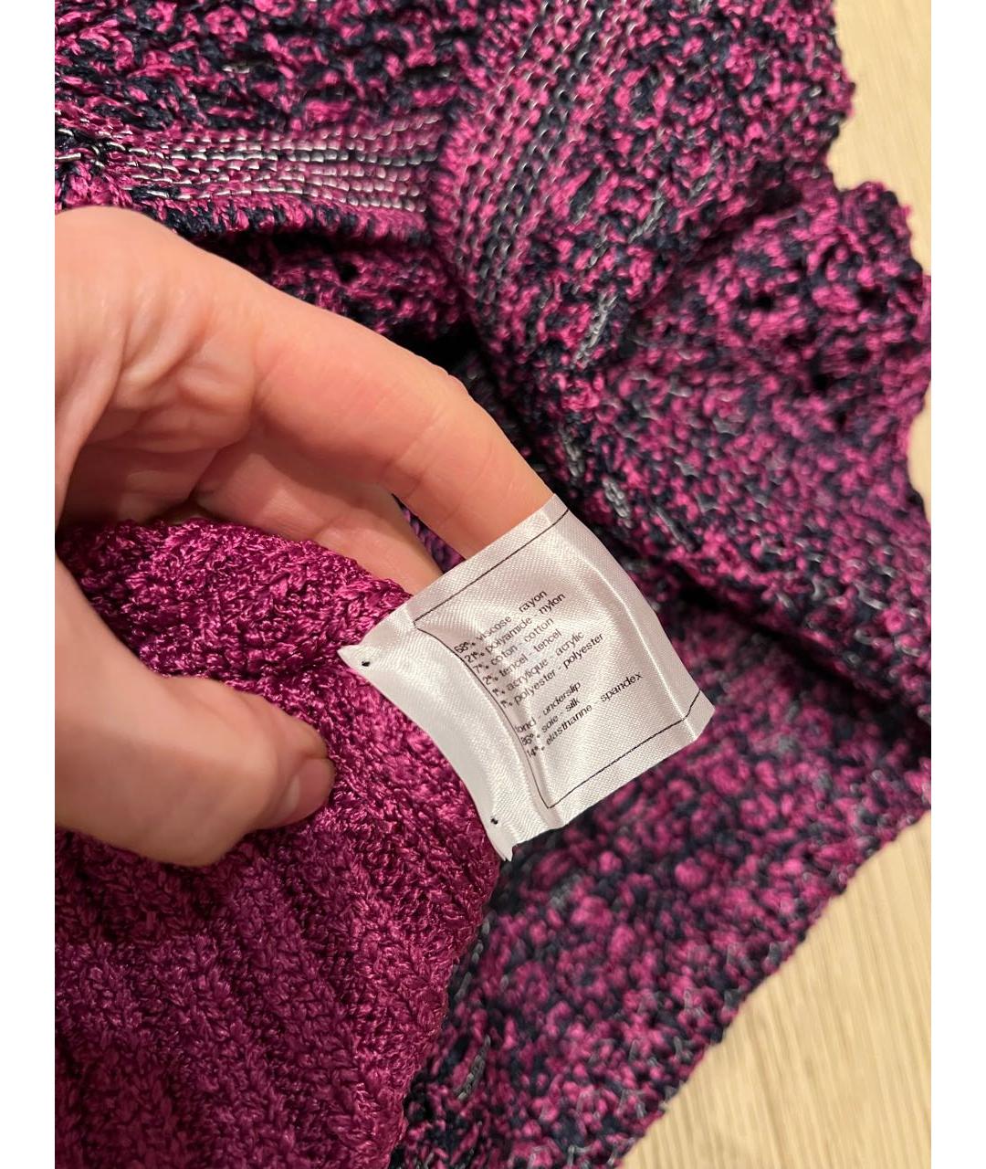 CHANEL Фуксия вискозное повседневное платье, фото 5