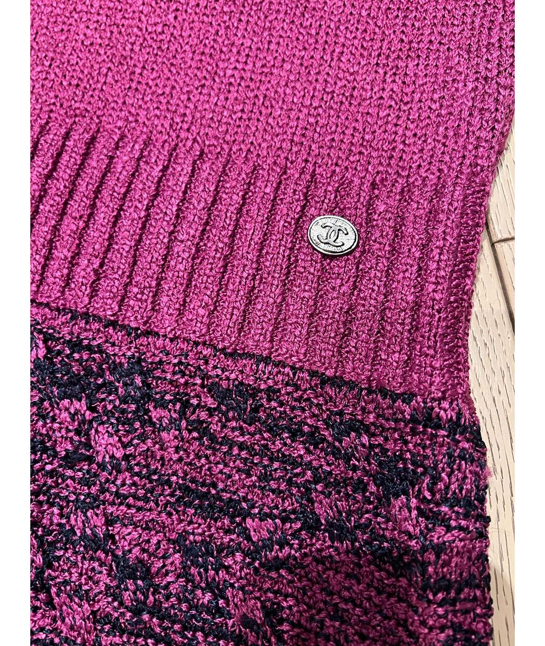 CHANEL Фуксия вискозное повседневное платье, фото 4