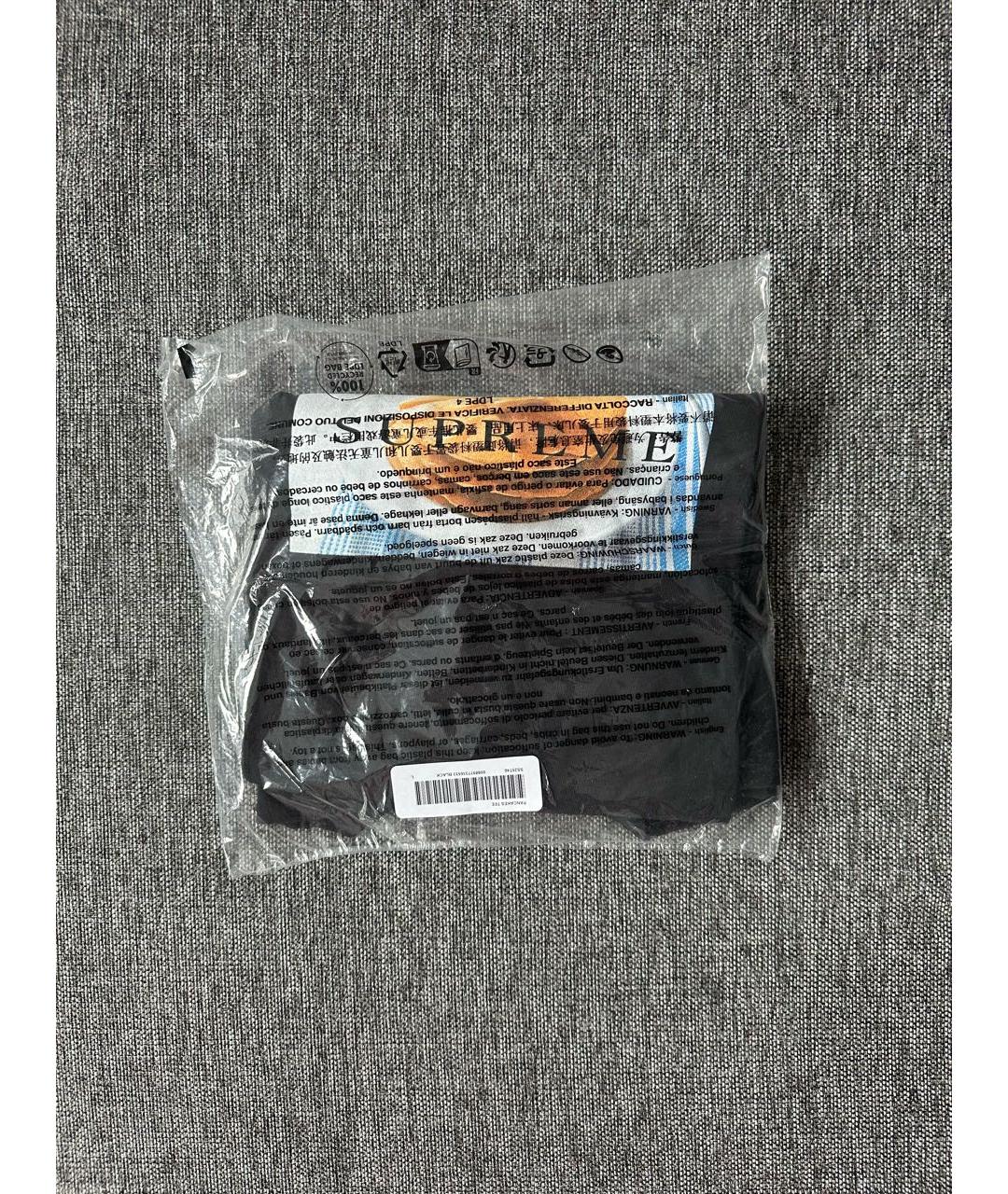 SUPREME Черная хлопковая футболка, фото 4