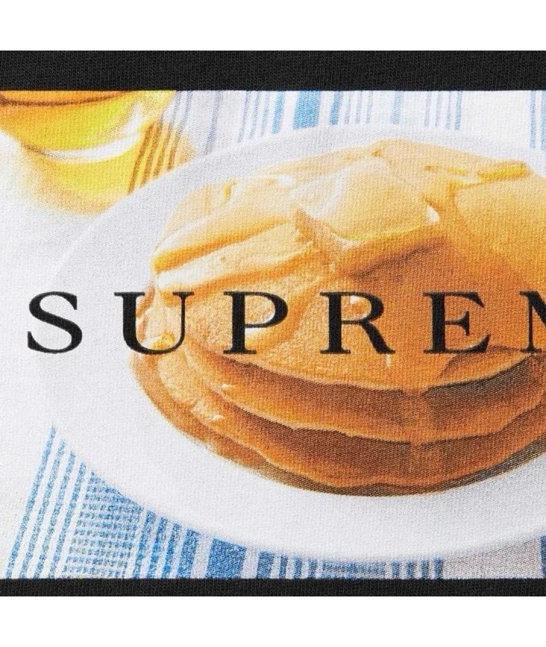 SUPREME Черная хлопковая футболка, фото 2