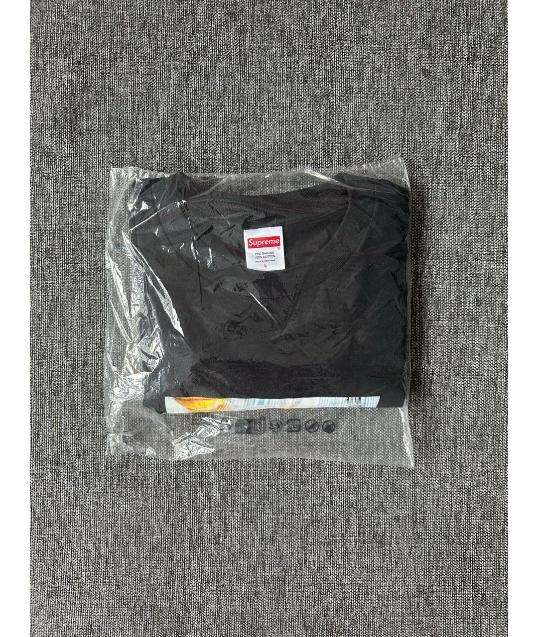 SUPREME Черная хлопковая футболка, фото 3