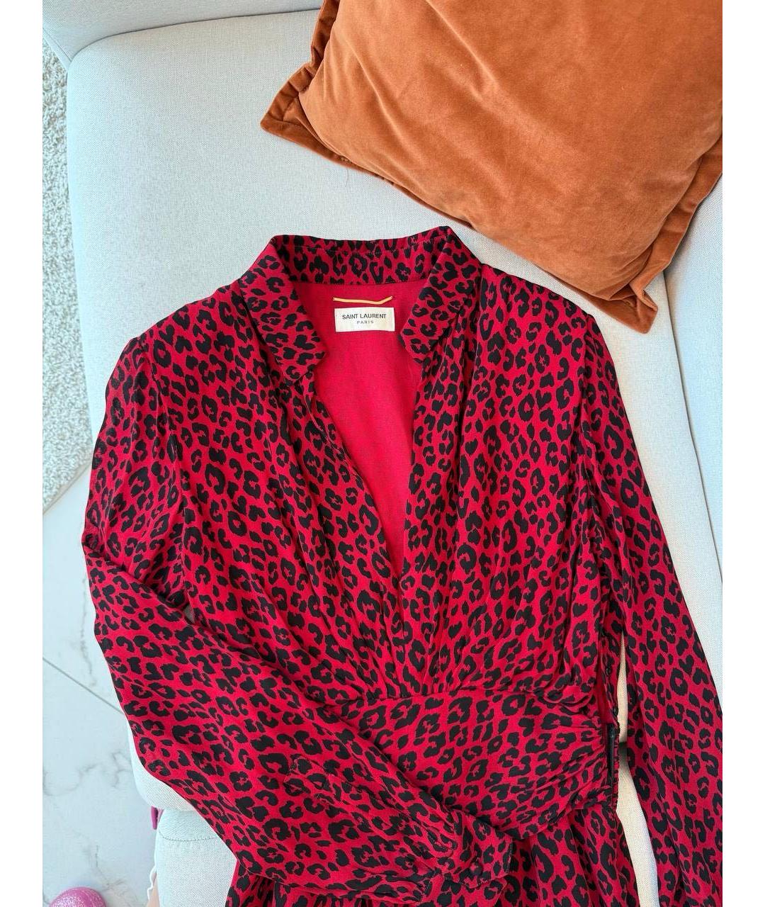 SAINT LAURENT Красное вискозное повседневное платье, фото 6