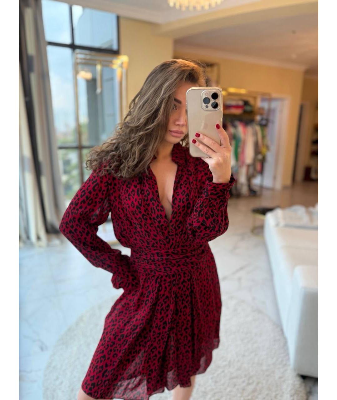 SAINT LAURENT Красное вискозное повседневное платье, фото 7