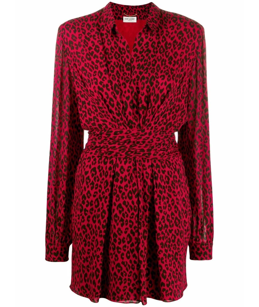 SAINT LAURENT Красное вискозное повседневное платье, фото 1