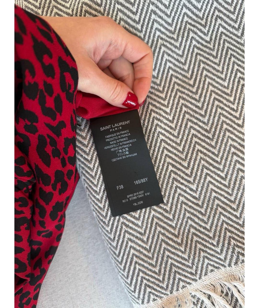 SAINT LAURENT Красное вискозное повседневное платье, фото 4