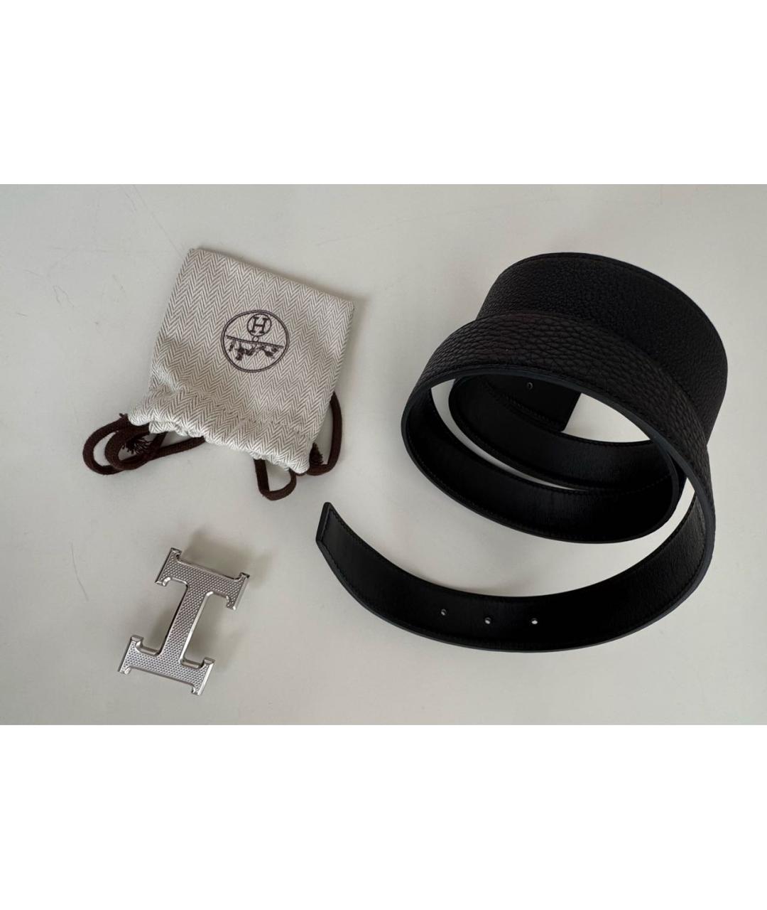 HERMES Черный кожаный ремень, фото 2
