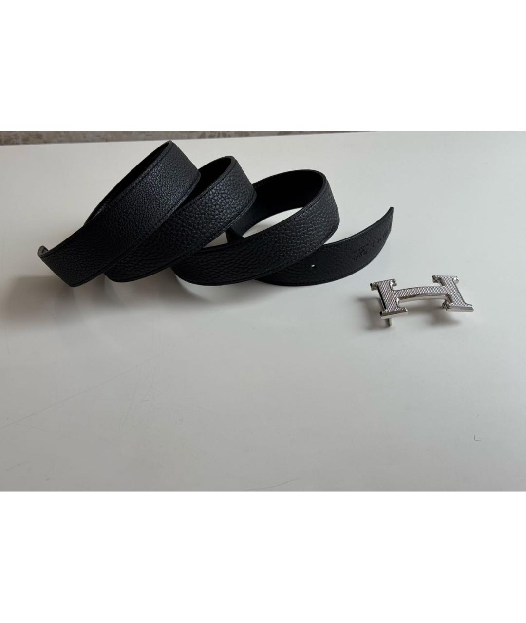 HERMES Черный кожаный ремень, фото 6