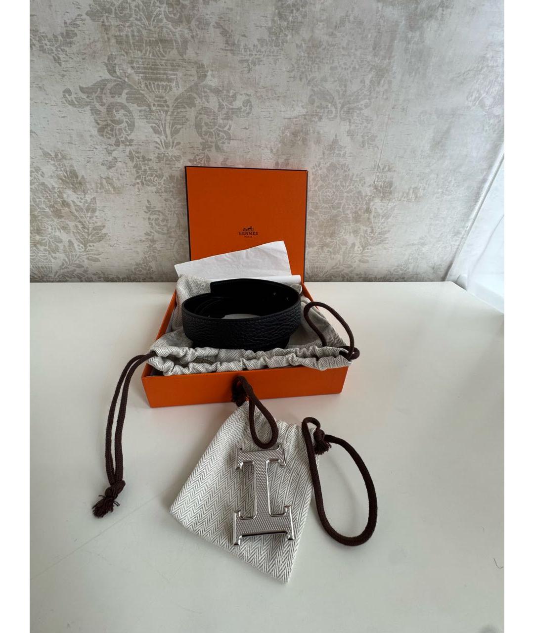 HERMES Черный кожаный ремень, фото 5