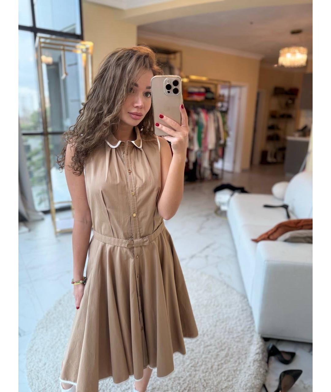 LOUIS VUITTON Коричневое хлопковое повседневное платье, фото 5