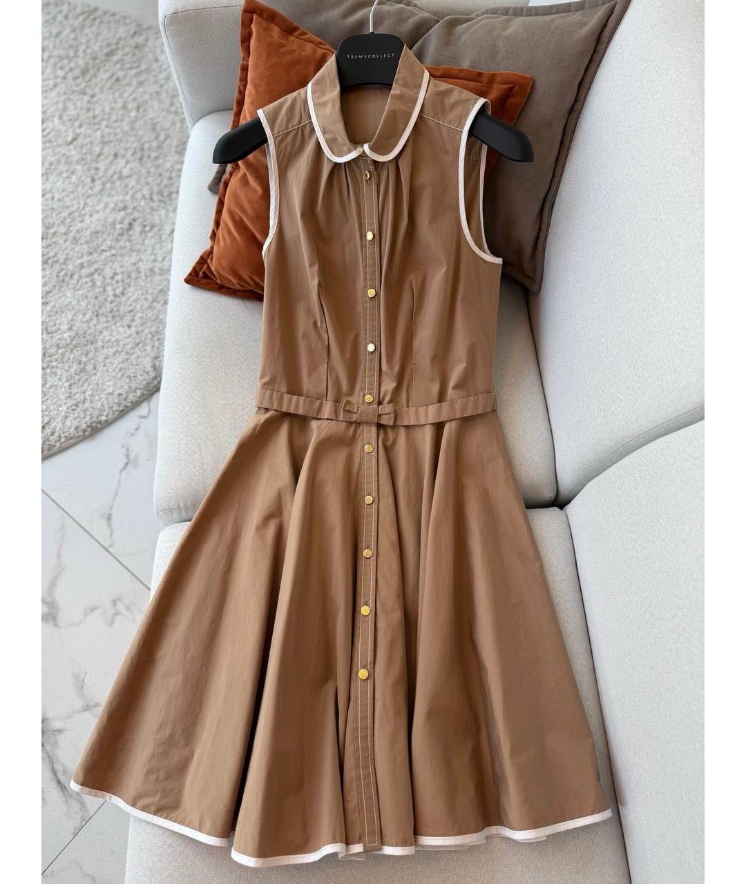 LOUIS VUITTON Коричневое хлопковое повседневное платье, фото 6