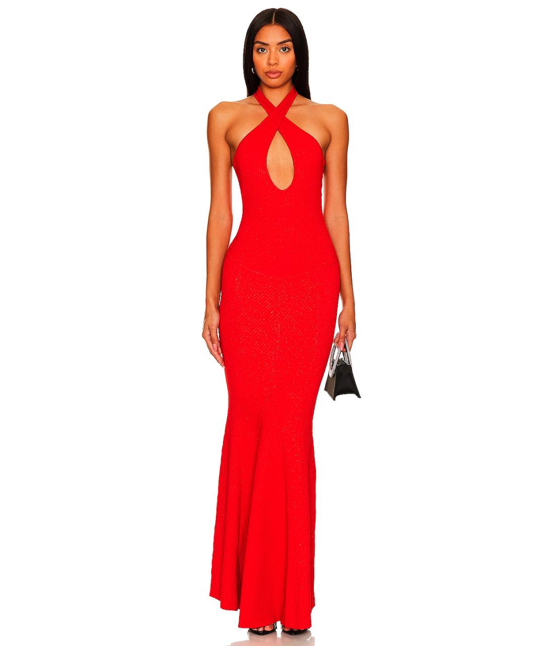 Retrofete Красное вискозное коктейльное платье, фото 2