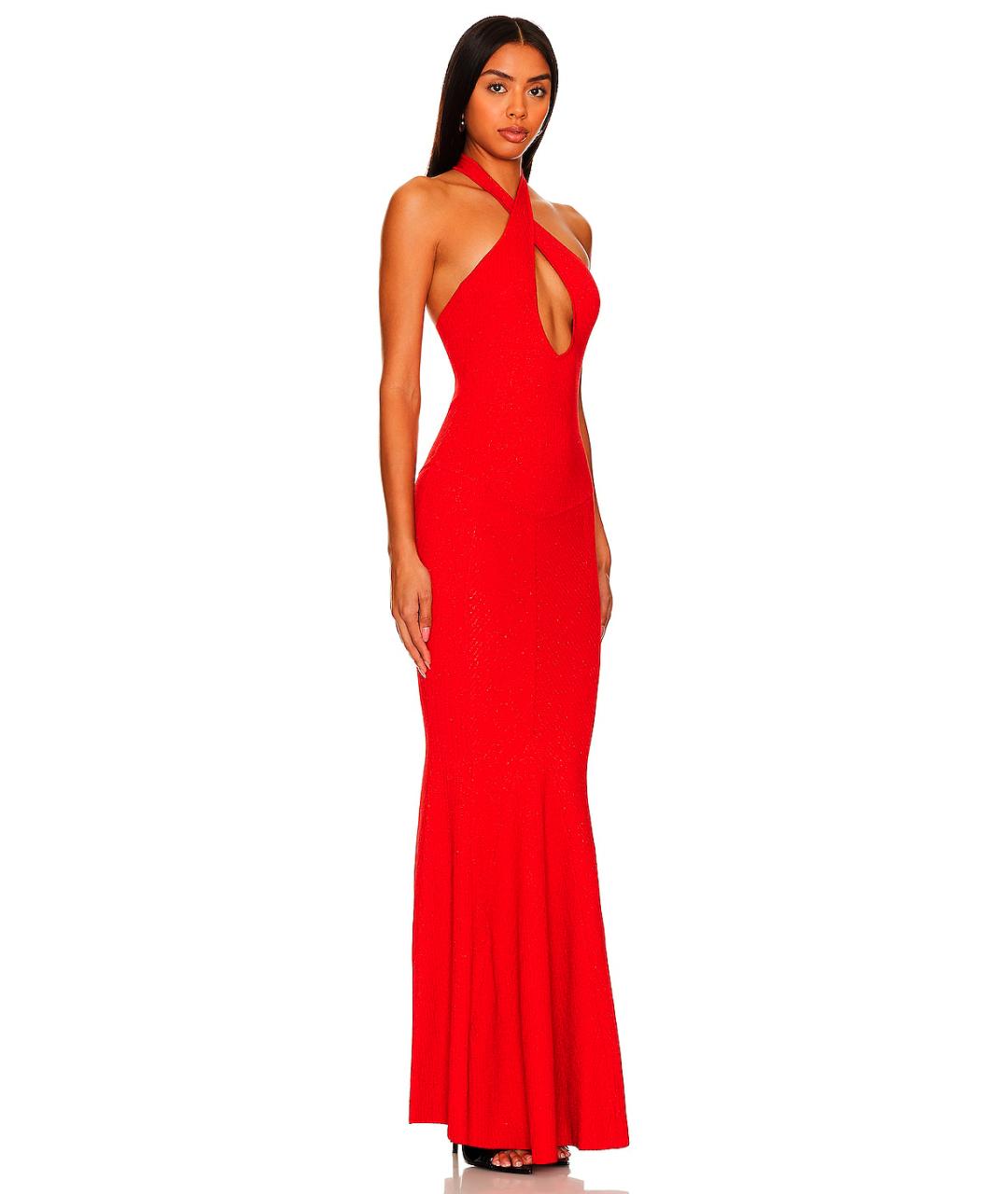 Retrofete Красное вискозное коктейльное платье, фото 4