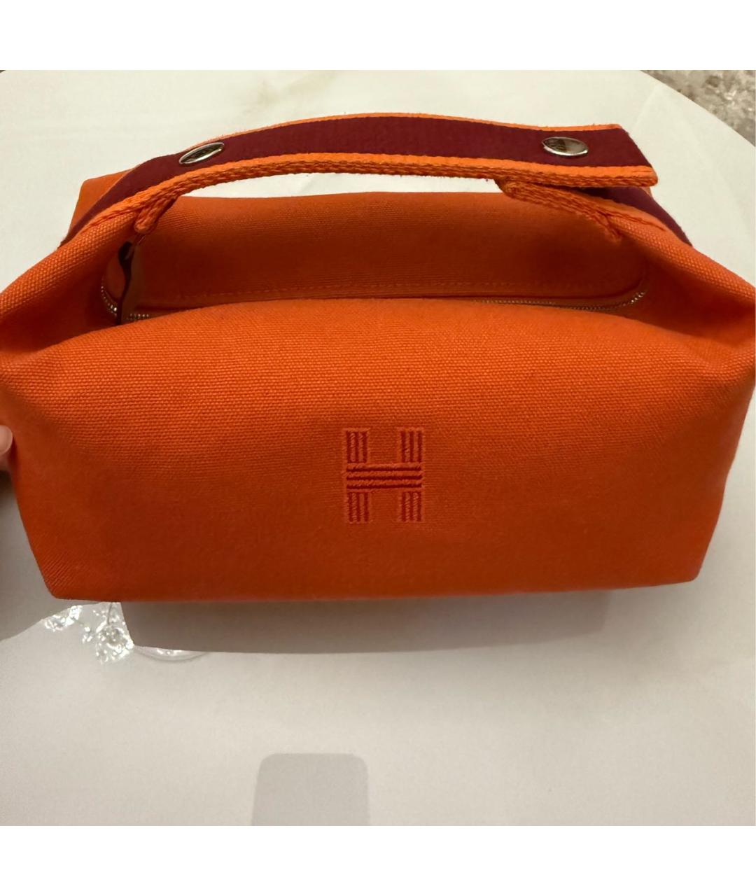HERMES Оранжевая тканевая пляжная сумка, фото 2