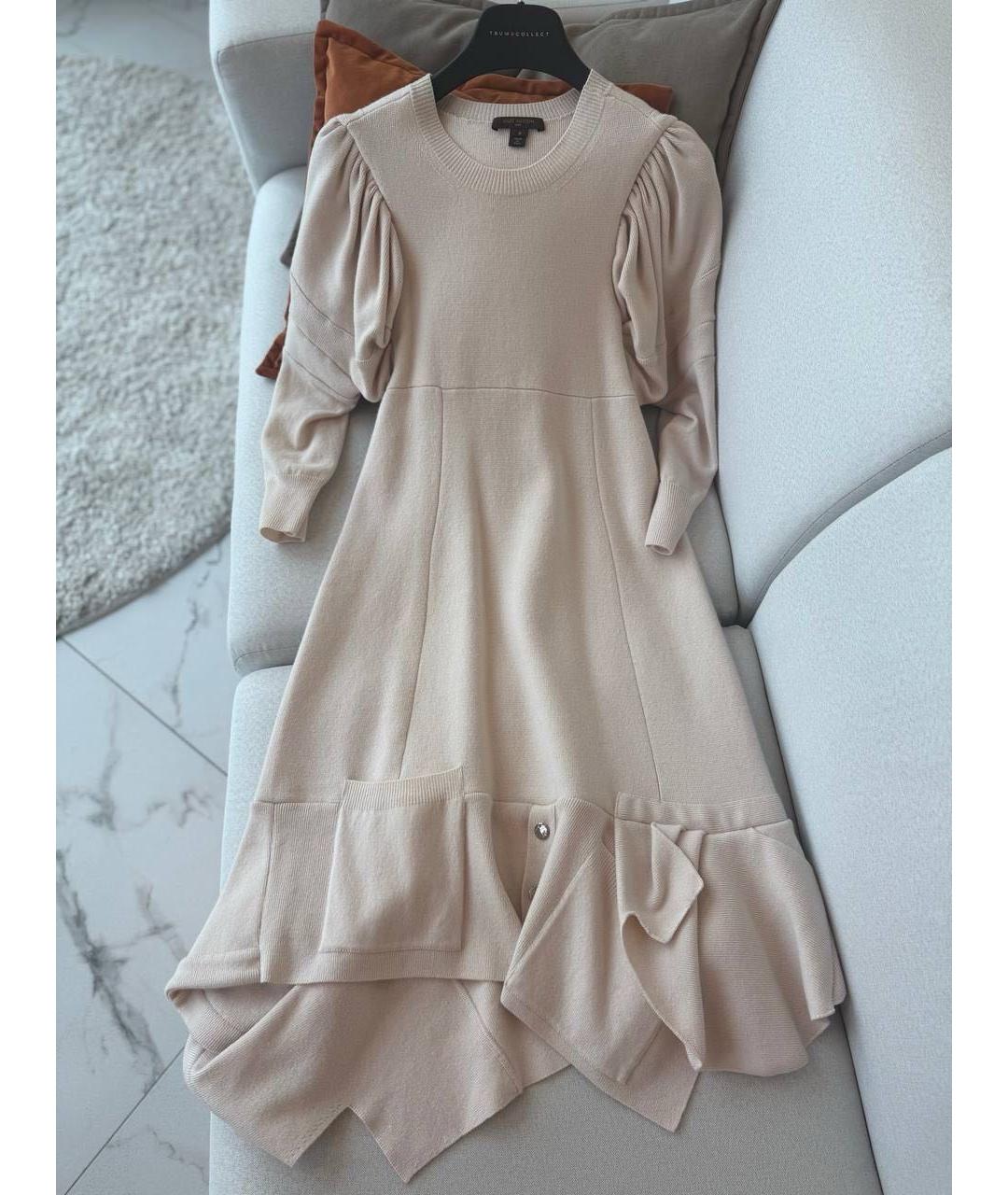 LOUIS VUITTON Бежевое шерстяное повседневное платье, фото 8