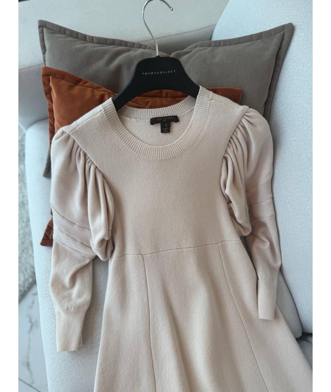 LOUIS VUITTON Бежевое шерстяное повседневное платье, фото 5