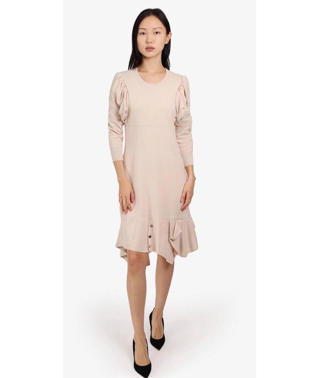 LOUIS VUITTON Бежевое шерстяное повседневное платье, фото 7