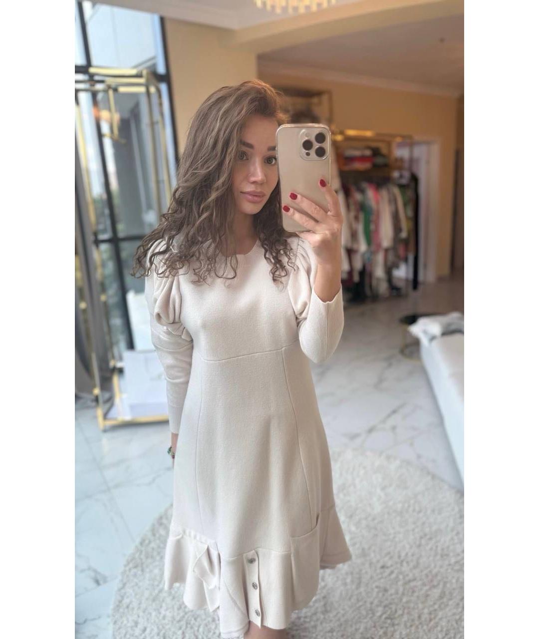 LOUIS VUITTON Бежевое шерстяное повседневное платье, фото 6