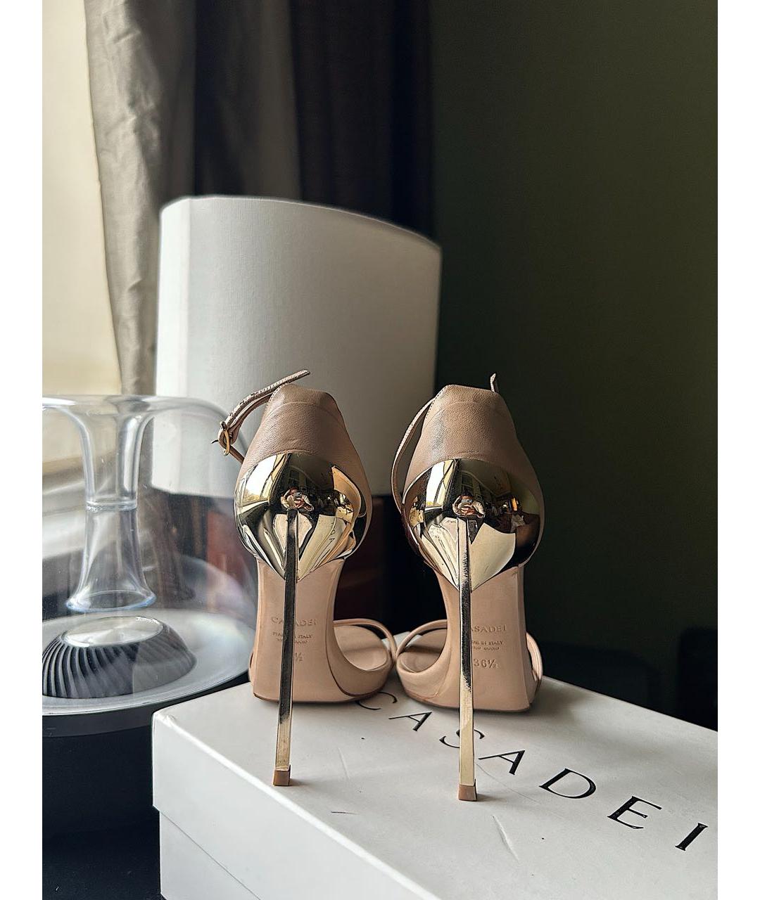 CASADEI Белые кожаные босоножки, фото 4