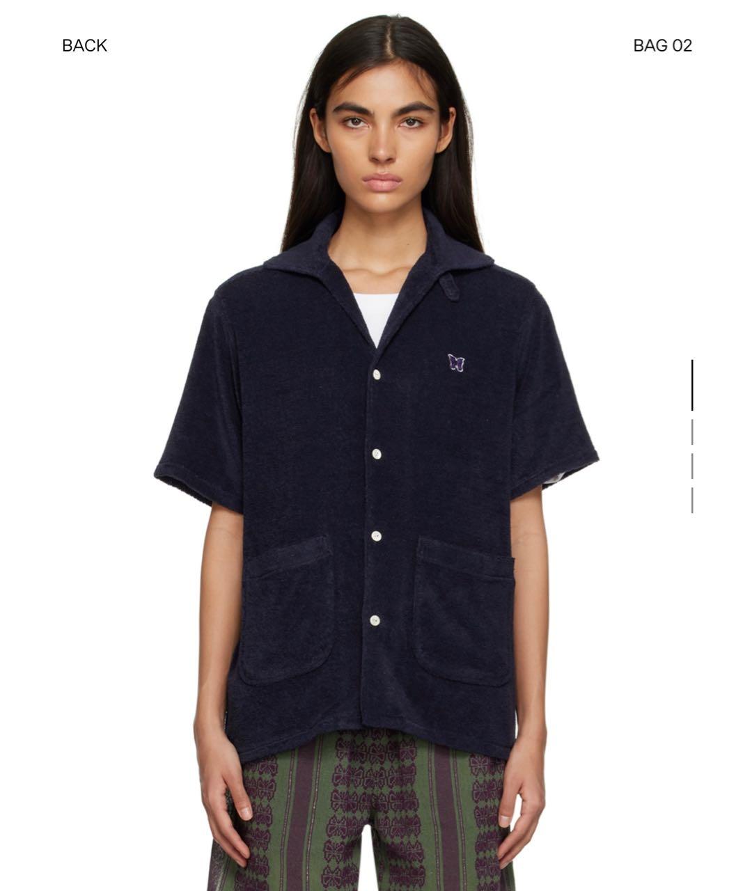 NEEDLES Темно-синяя льняная рубашка, фото 2