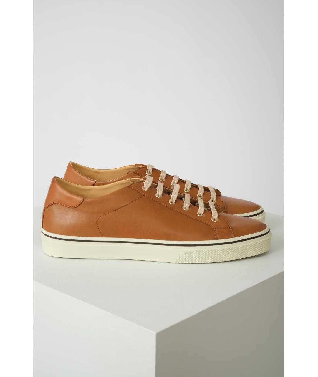 BRUNELLO CUCINELLI Коричневые кожаные низкие кроссовки / кеды, фото 3