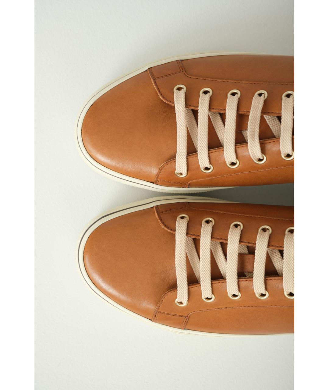 BRUNELLO CUCINELLI Коричневые кожаные низкие кроссовки / кеды, фото 7