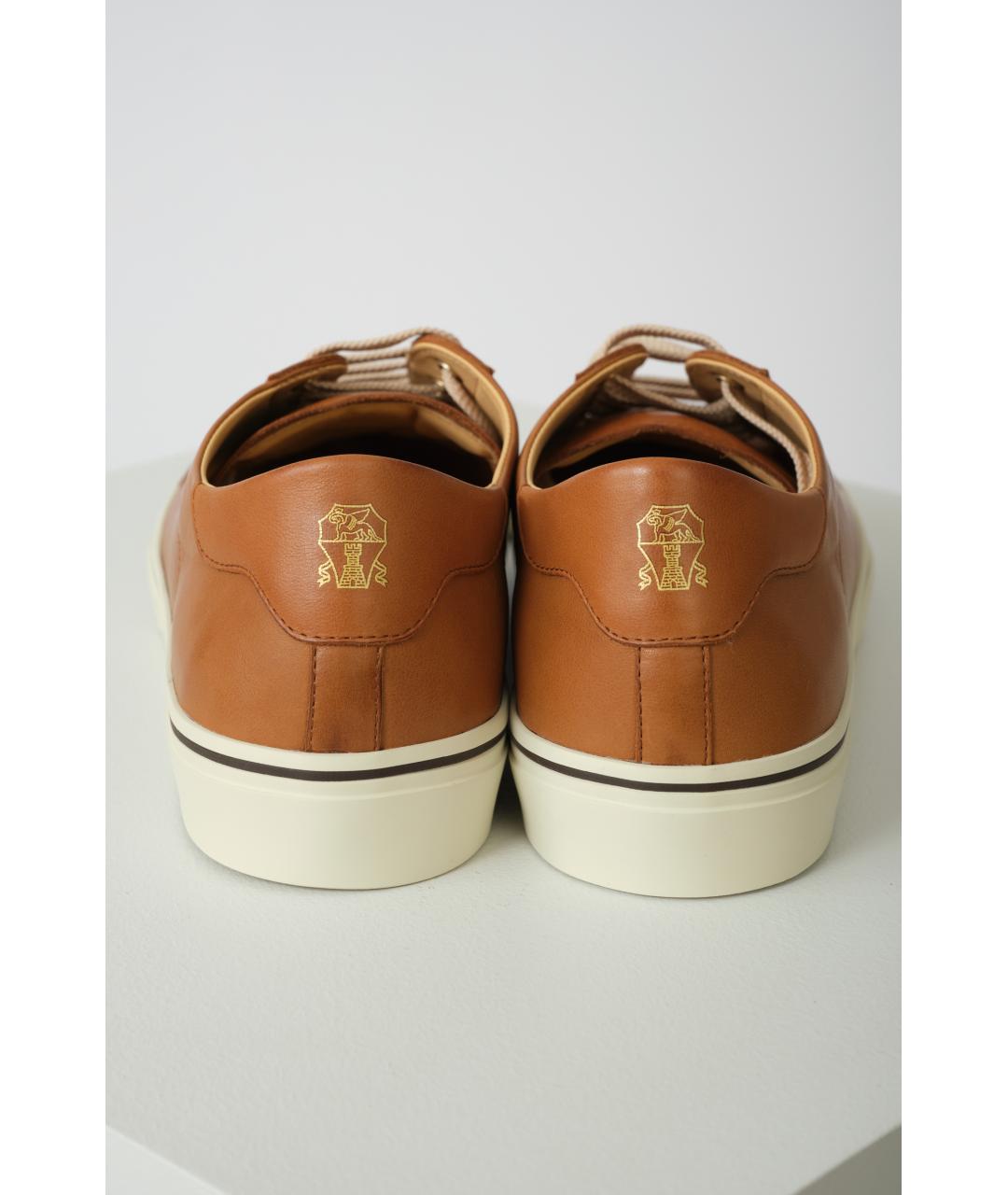 BRUNELLO CUCINELLI Коричневые кожаные низкие кроссовки / кеды, фото 4