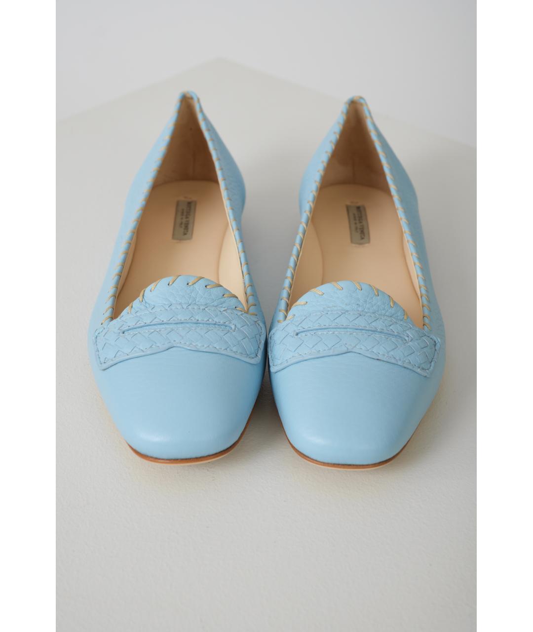 BOTTEGA VENETA Голубые кожаные балетки, фото 3