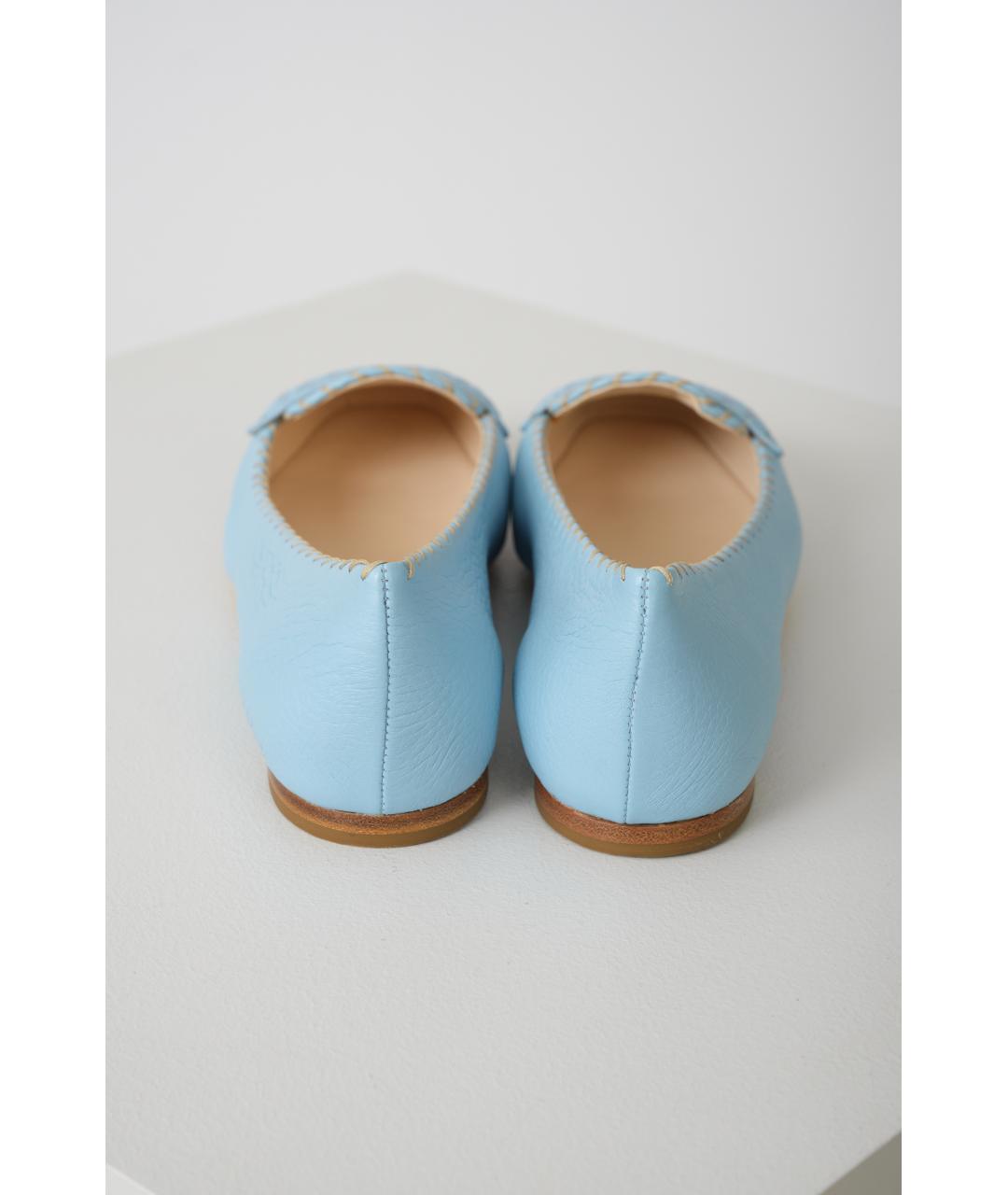 BOTTEGA VENETA Голубые кожаные балетки, фото 4