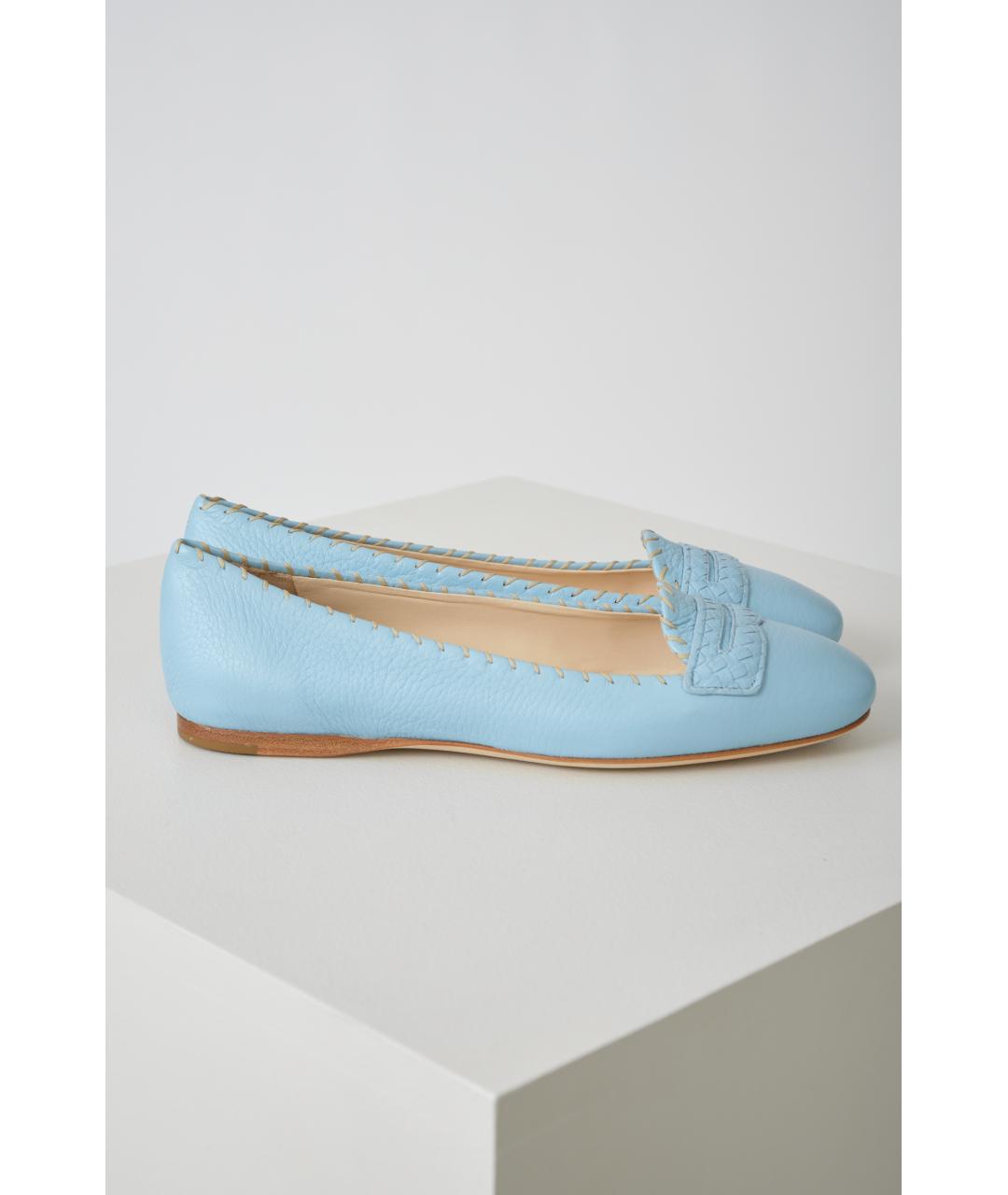 BOTTEGA VENETA Голубые кожаные балетки, фото 2