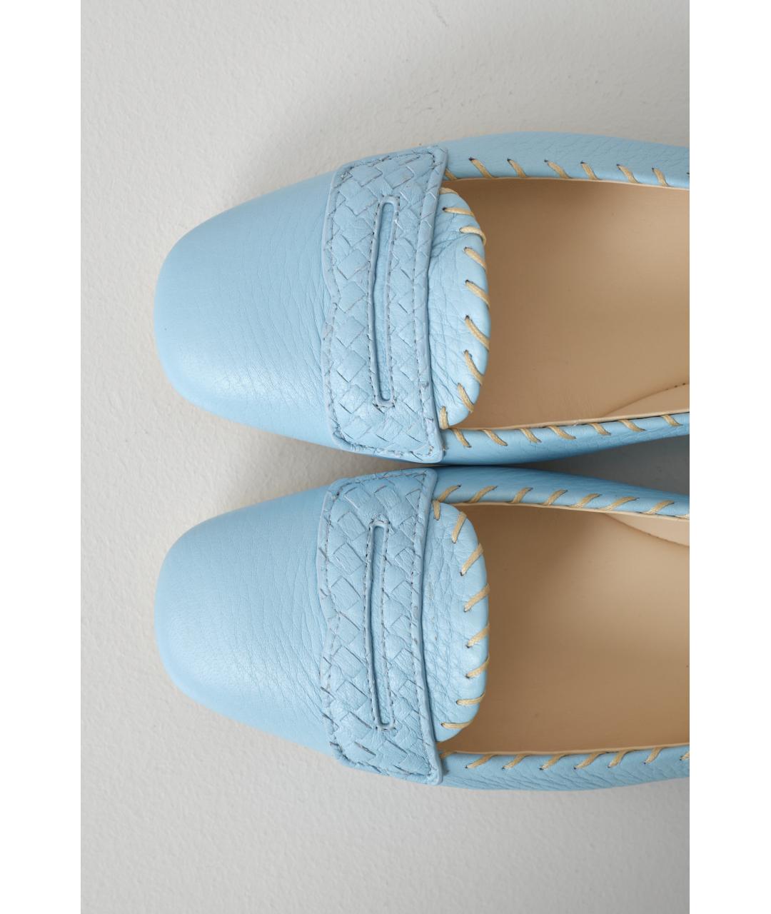 BOTTEGA VENETA Голубые кожаные балетки, фото 5