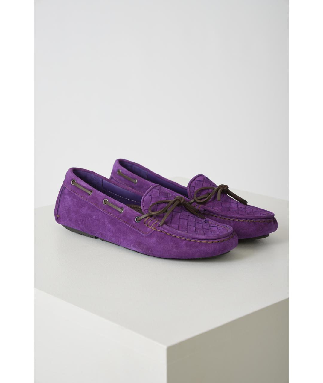 BOTTEGA VENETA Фиолетовые кожаные мокасины, фото 6