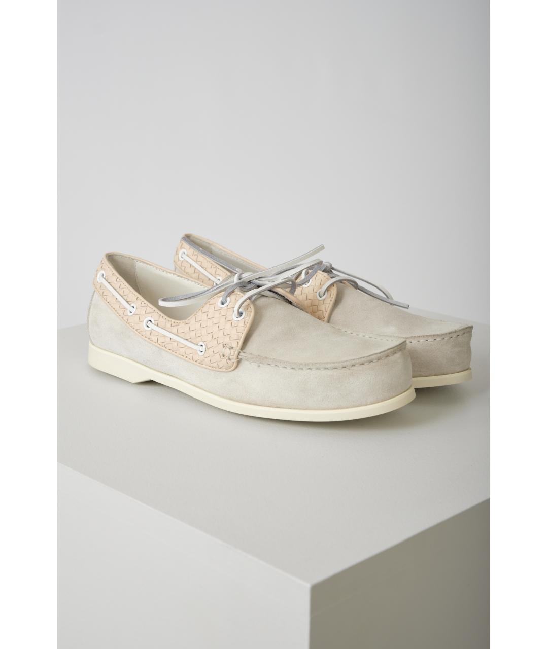 BOTTEGA VENETA Белые кожаные лоферы, фото 5