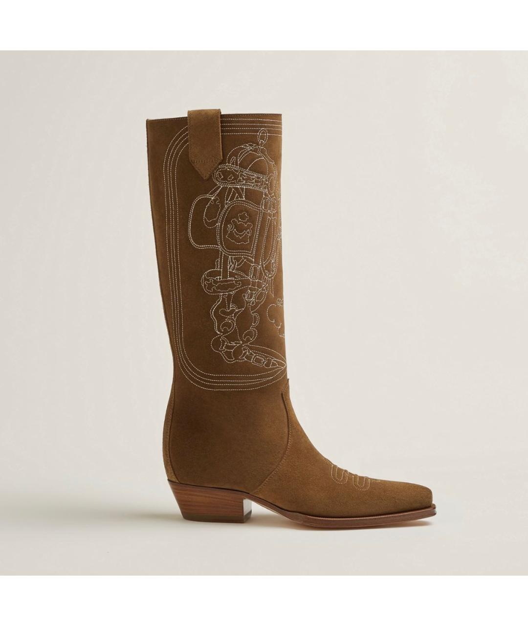 HERMES Коричневые замшевые сапоги, фото 2