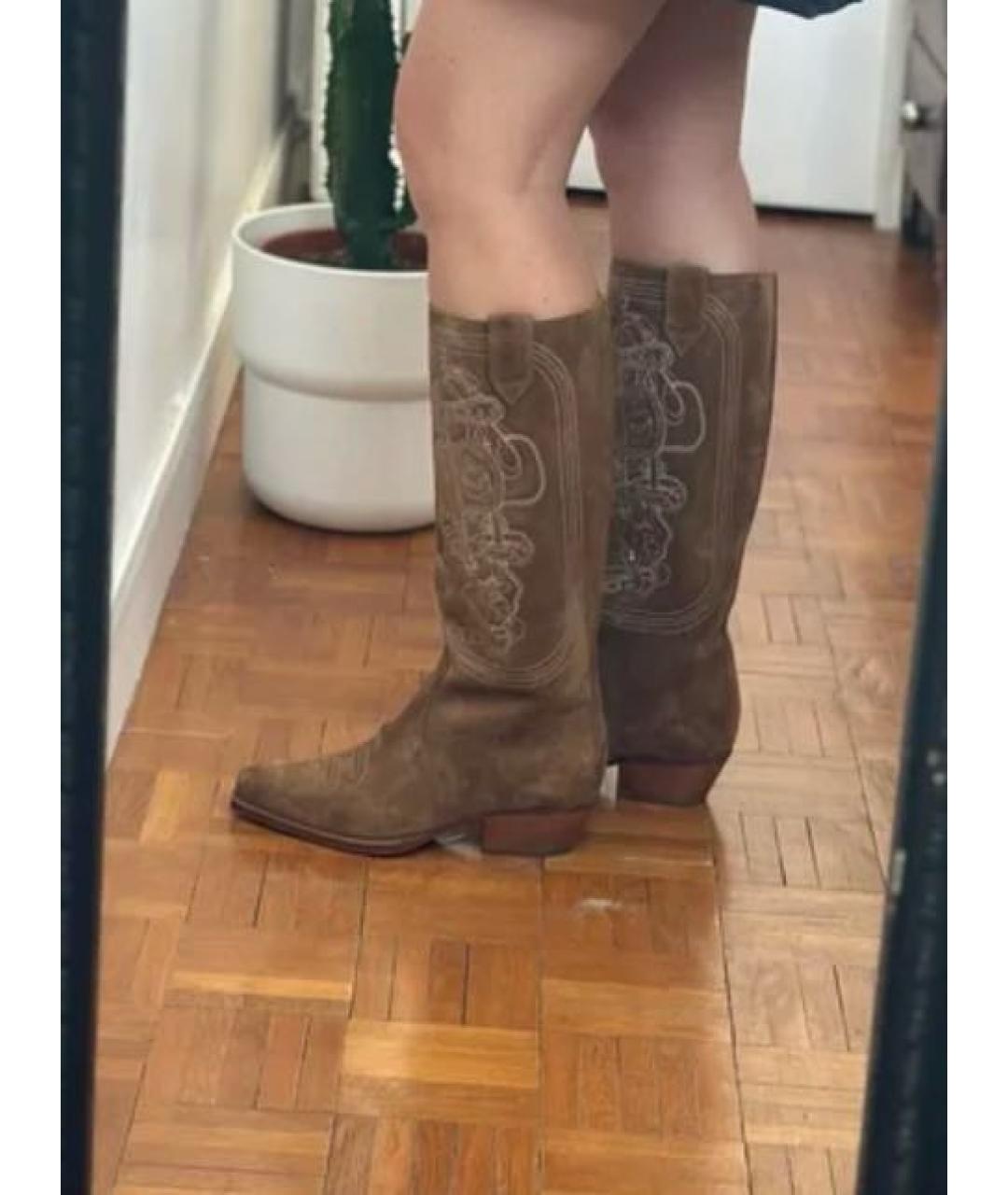 HERMES Коричневые замшевые сапоги, фото 6