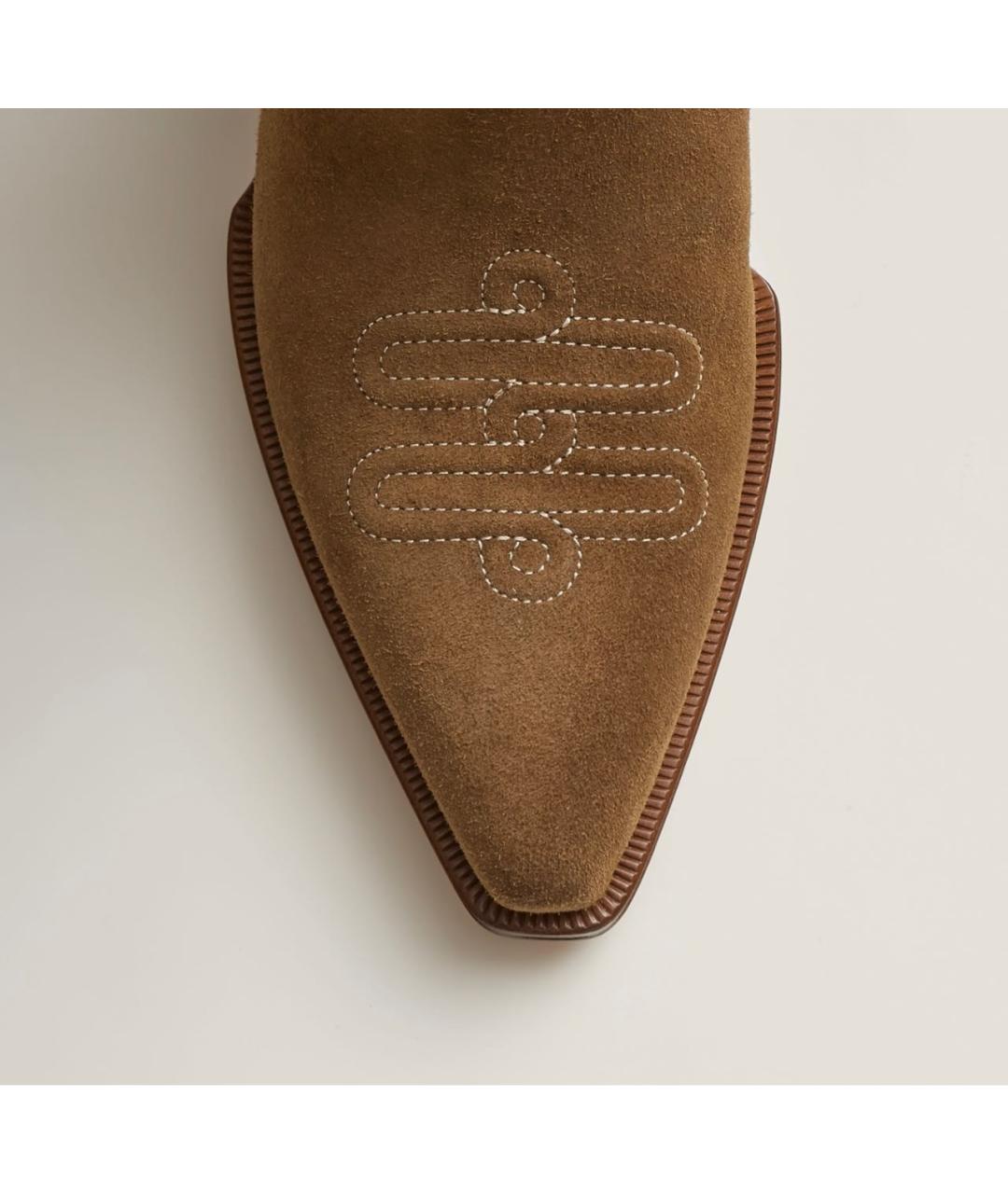 HERMES Коричневые замшевые сапоги, фото 4