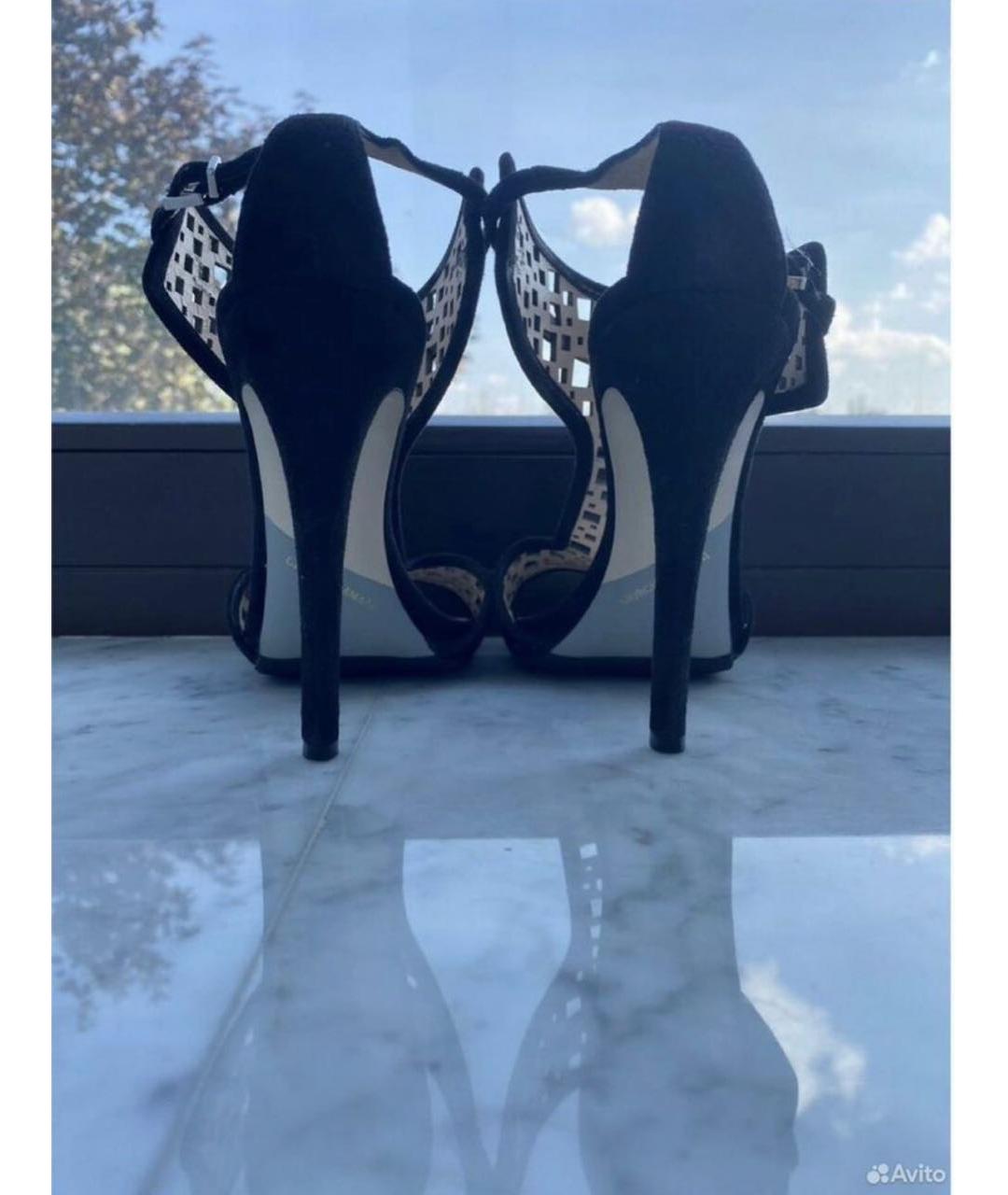 ARMANI COLLEZIONI Черные замшевые босоножки, фото 4