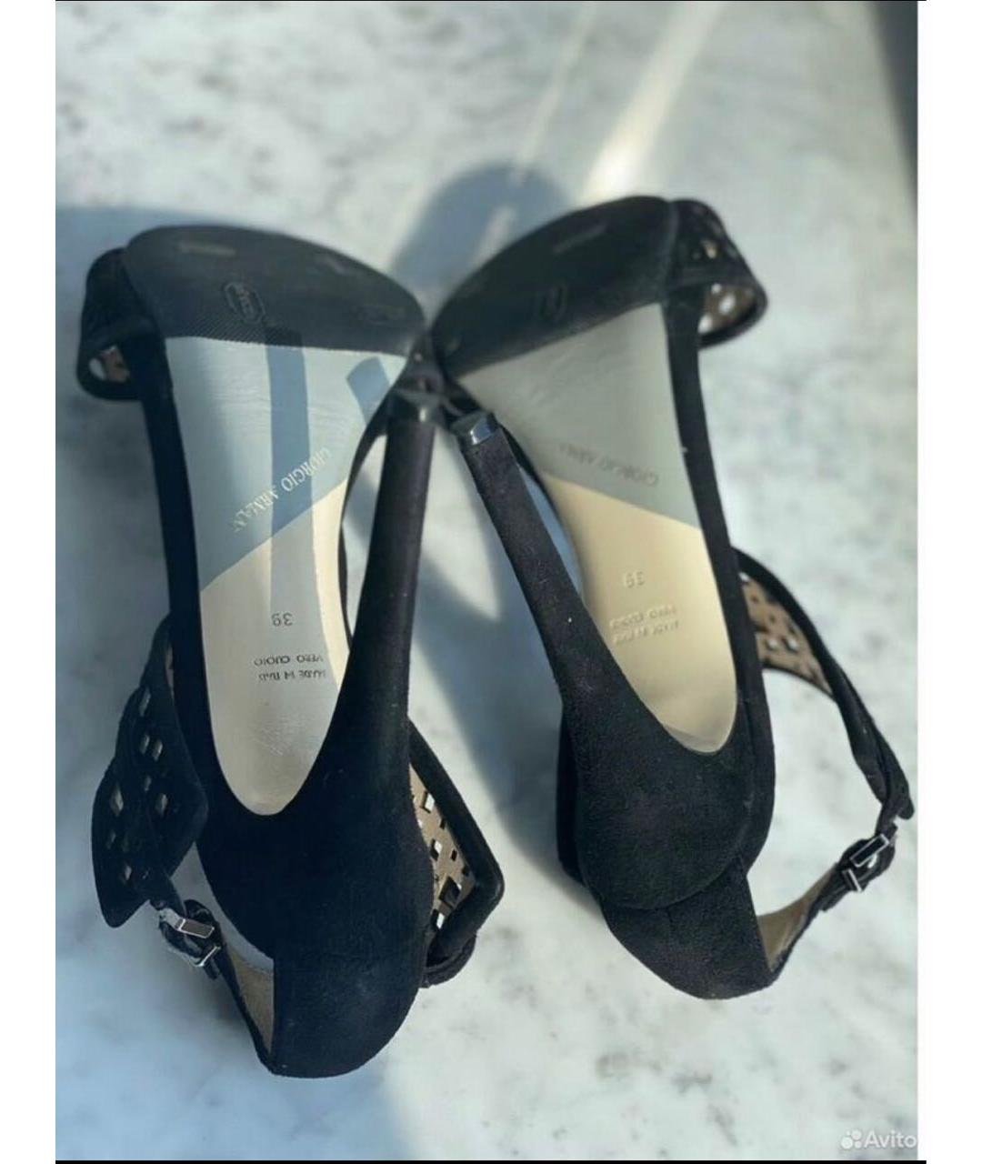 ARMANI COLLEZIONI Черные замшевые босоножки, фото 3