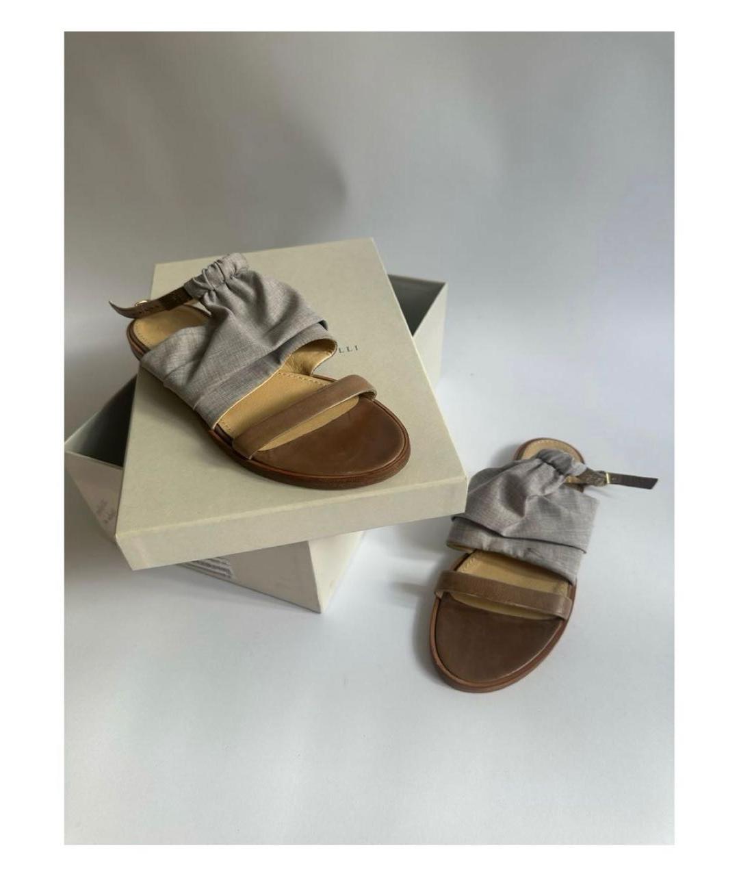 BRUNELLO CUCINELLI Мульти кожаные сандалии, фото 5