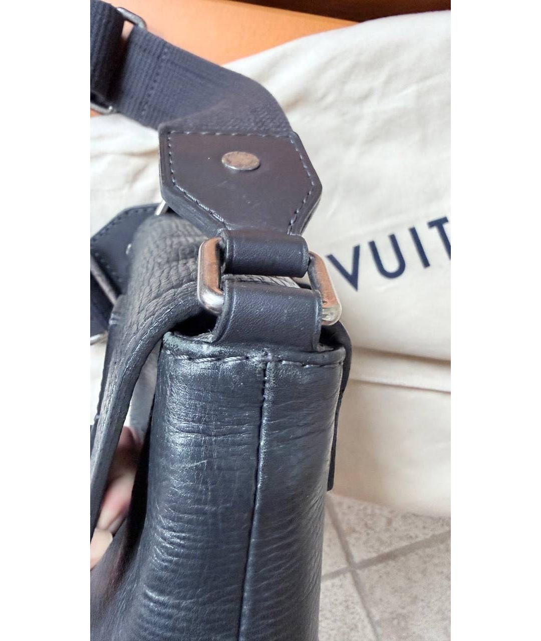 LOUIS VUITTON Антрацитовая кожаная сумка на плечо, фото 3