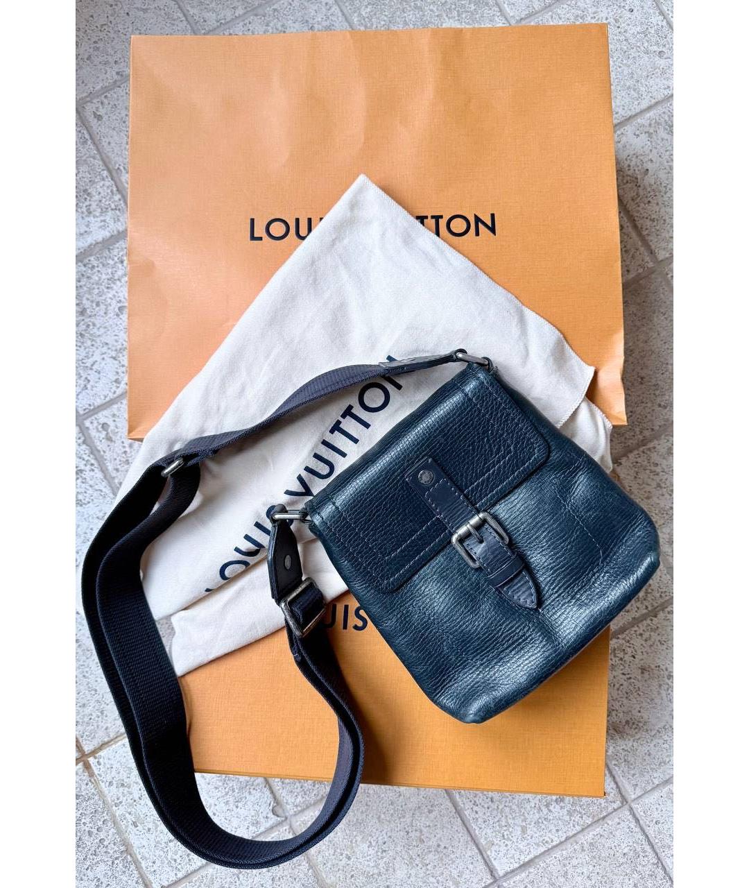 LOUIS VUITTON Антрацитовая кожаная сумка на плечо, фото 7