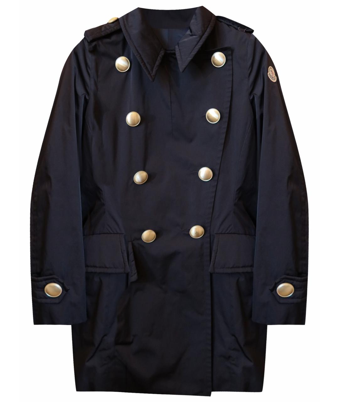 MONCLER Синий полиэстеровый тренч/плащ, фото 1
