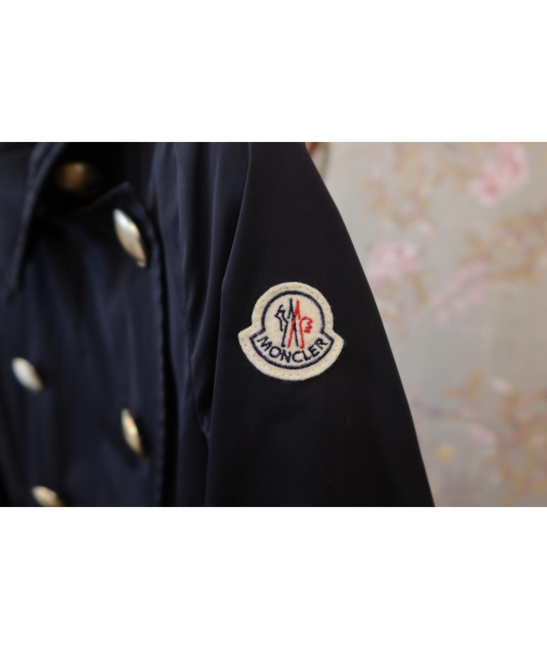 MONCLER Синий полиэстеровый тренч/плащ, фото 4