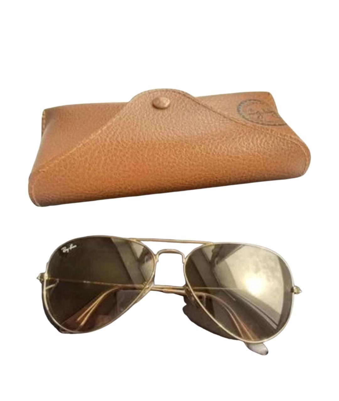 RAY BAN Золотые металлические солнцезащитные очки, фото 8