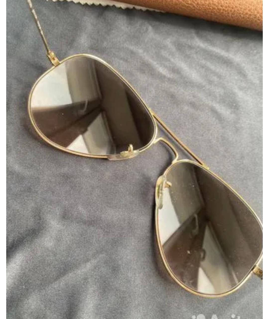 RAY BAN Золотые металлические солнцезащитные очки, фото 3