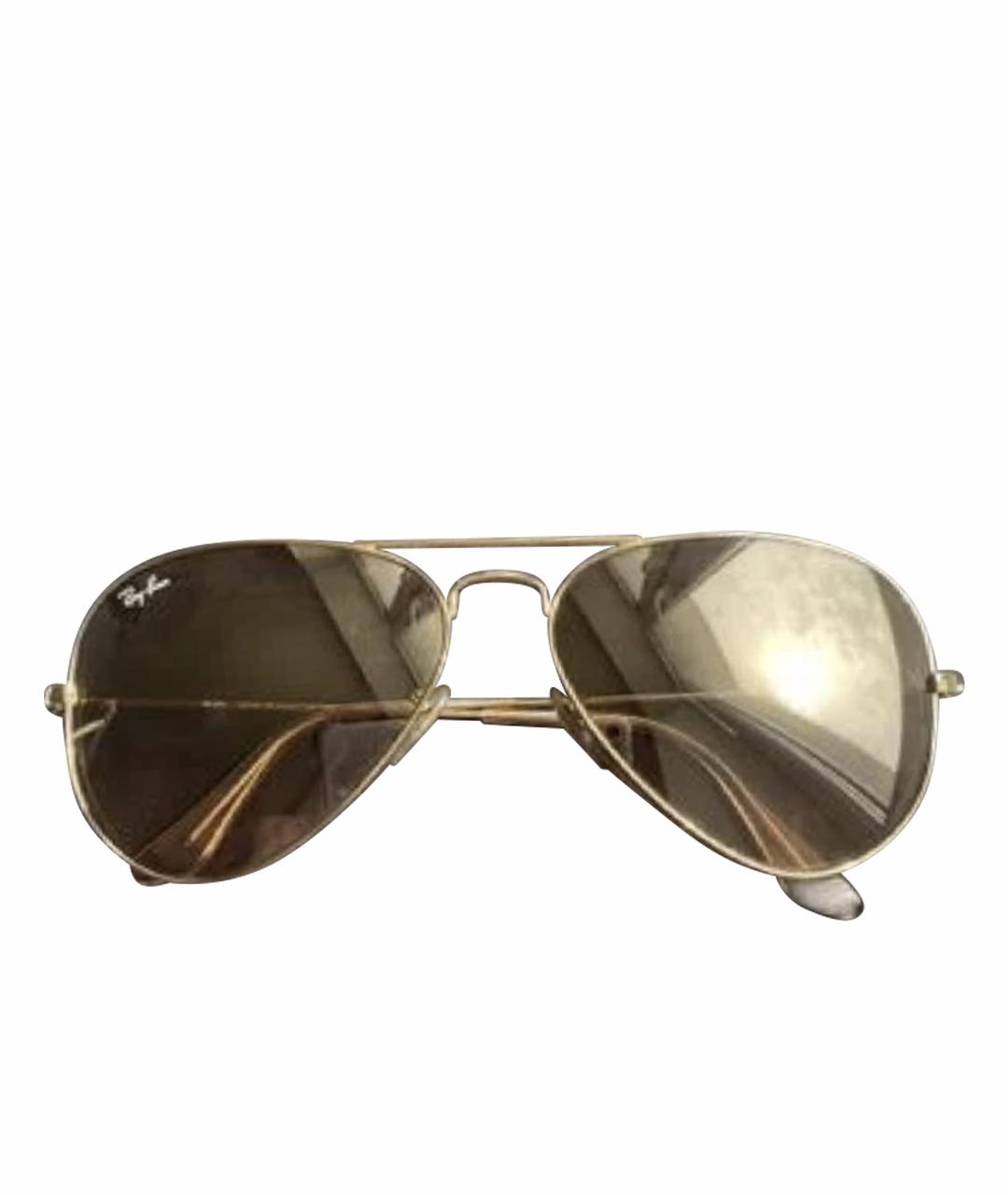 RAY BAN Золотые металлические солнцезащитные очки, фото 1